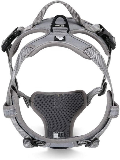 TRUE LOVE Adjustable No-Pull Dog Harness Reflective Pup Vest Harnesses Comfortable Control Brilliant Colors Truelove Tlh5651(Gray,L)