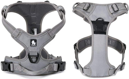 TRUE LOVE Adjustable No-Pull Dog Harness Reflective Pup Vest Harnesses Comfortable Control Brilliant Colors Truelove Tlh5651(Gray,L)